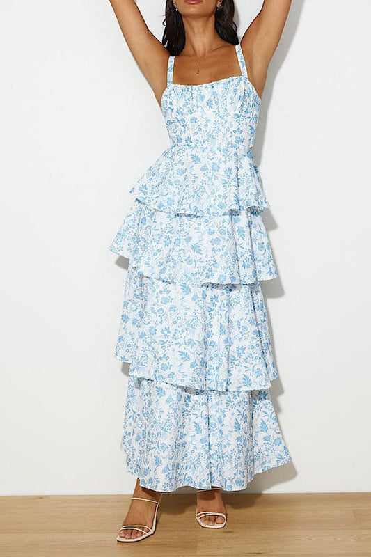 DD 1422 - Floral Layered Ruffle Dress