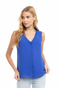 CT 2750 - Pleated Ruffle V-Neck Top