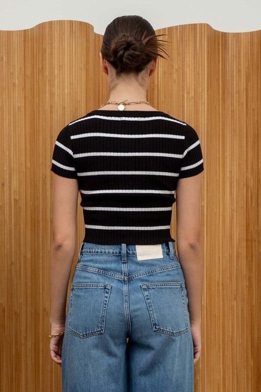 CT 2751 - Striped Knit Crop Top