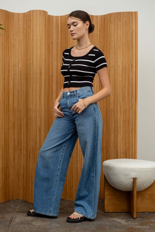 CT 2751 - Striped Knit Crop Top
