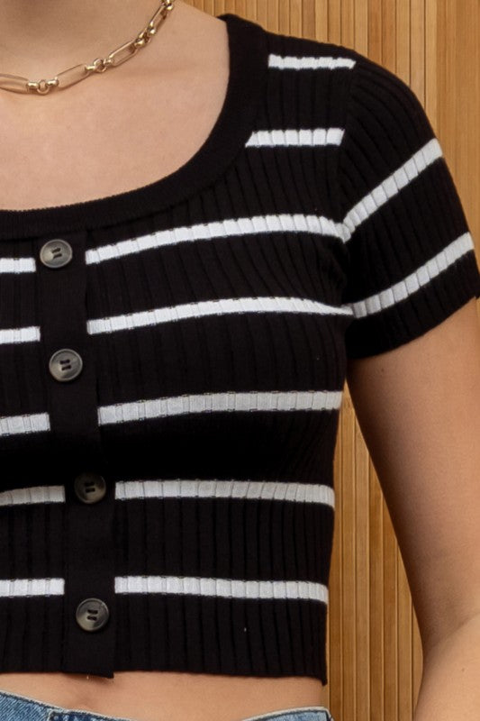 CT 2751 - Striped Knit Crop Top