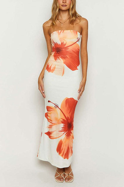LD 580 - Floral Printed Tube Dress