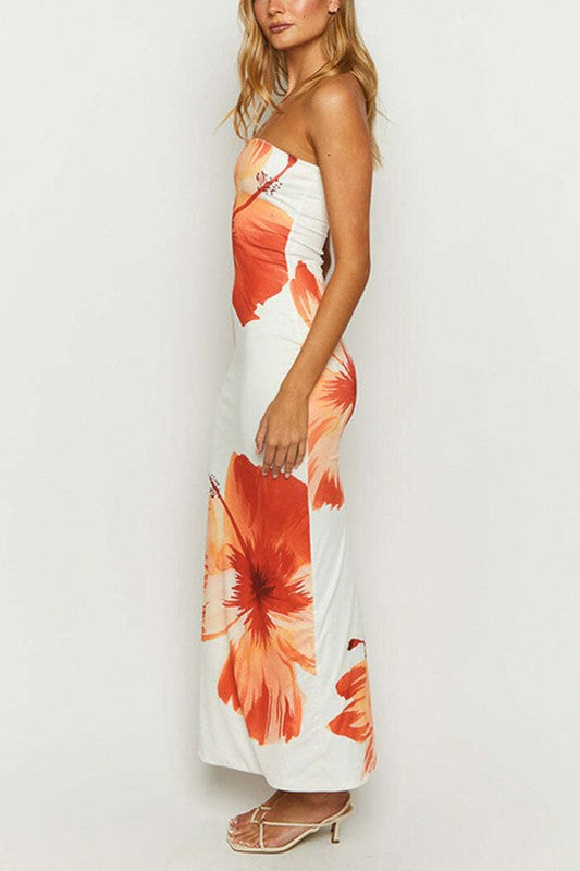 LD 580 - Floral Printed Tube Dress