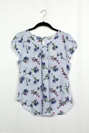 CT 2871 - Floral Print Cap Sleeve Top