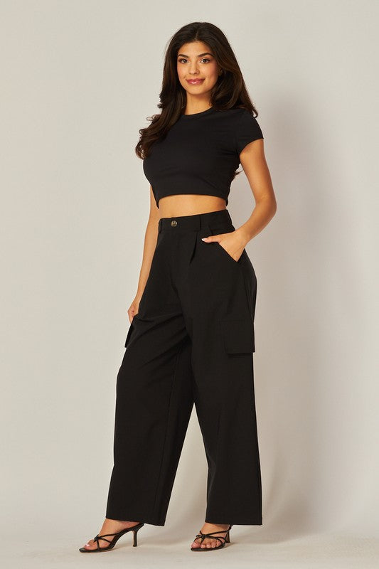 P 754 - Stretch Wide Leg Cargo Pants