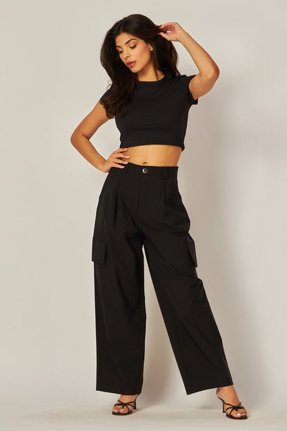 P 754 - Stretch Wide Leg Cargo Pants