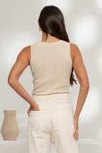 CT 2882 - Sleeveless Round Neck Sweater Top