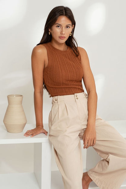 DT 1881 - Sleeveless Sweater Knit Top
