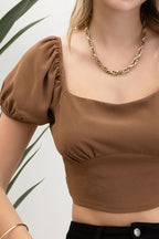 DT 1782 - Puff Sleeve Crop Top
