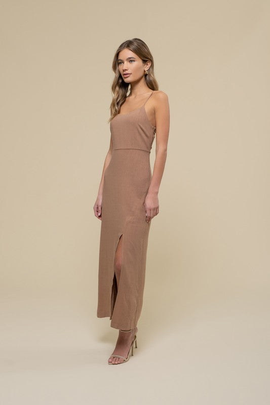 DD 1322 - Cutout Side Slit Cami Dress