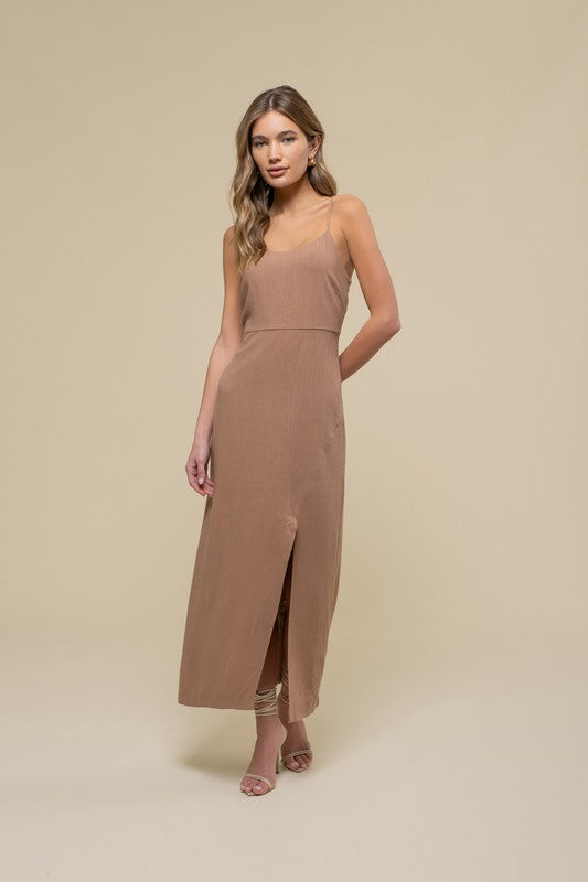 DD 1322 - Cutout Side Slit Cami Dress