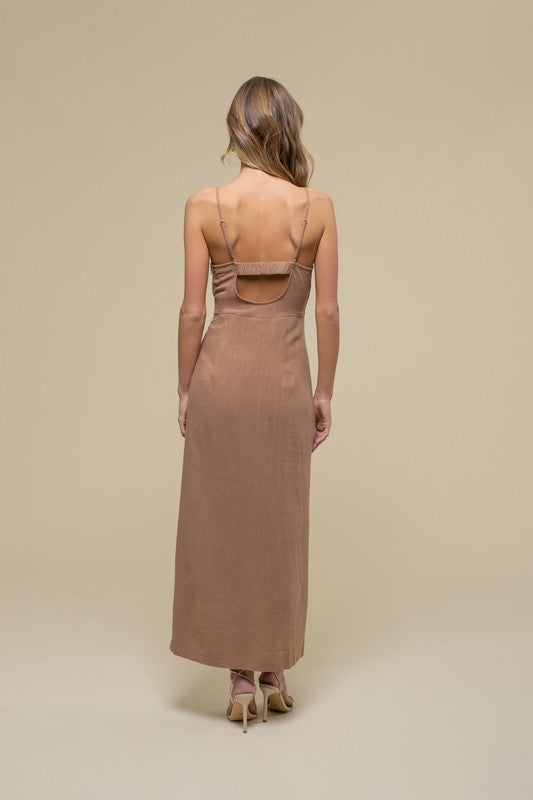 DD 1322 - Cutout Side Slit Cami Dress