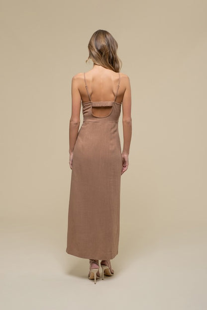 DD 1322 - Cutout Side Slit Cami Dress