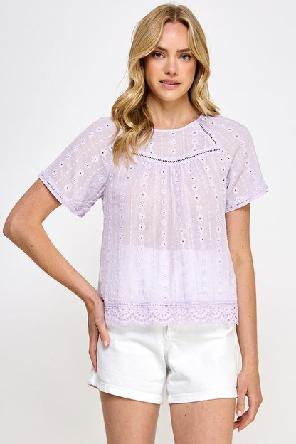 CT 2791 - Flower Embroidered Top