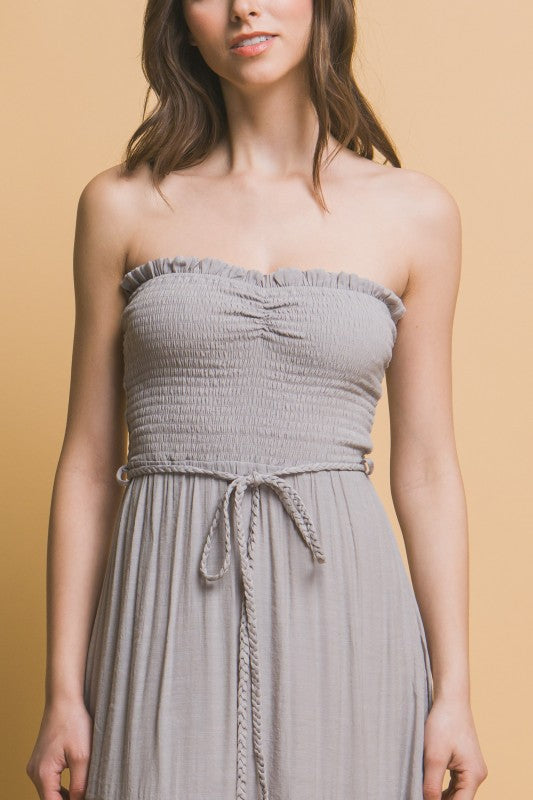 LD 619 - Smocked Strapless Maxi Dress