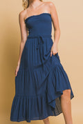 LD 619 - Smocked Strapless Maxi Dress
