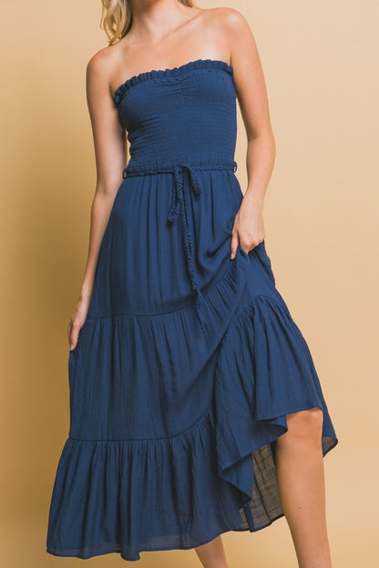LD 619 - Smocked Strapless Maxi Dress
