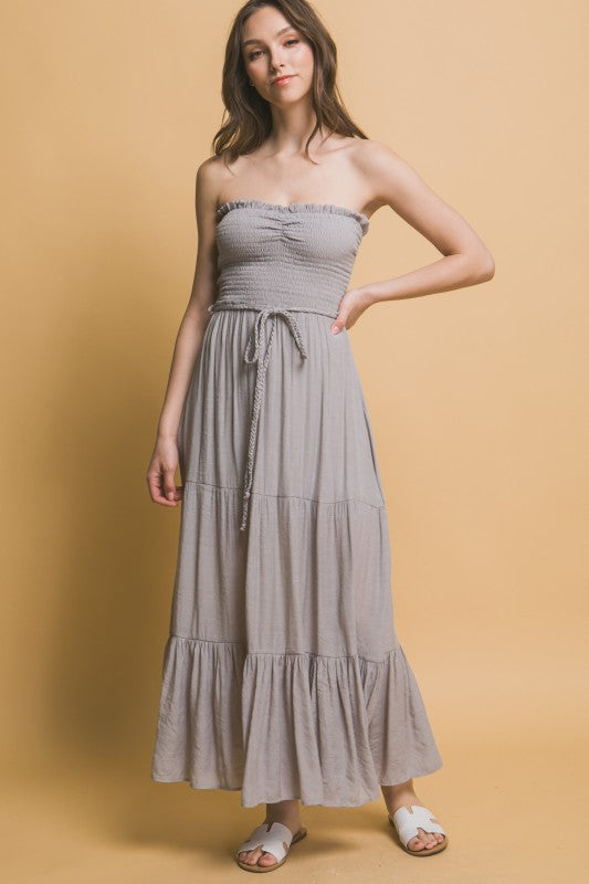 LD 619 - Smocked Strapless Maxi Dress