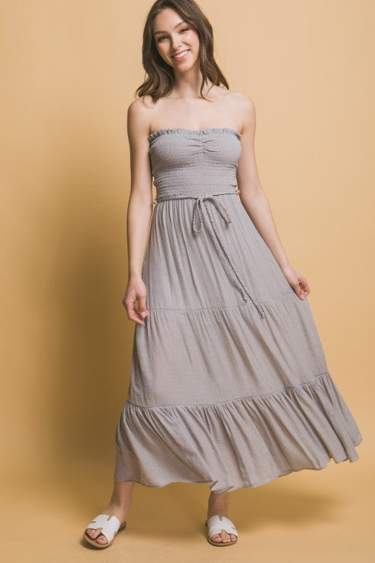 LD 619 - Smocked Strapless Maxi Dress