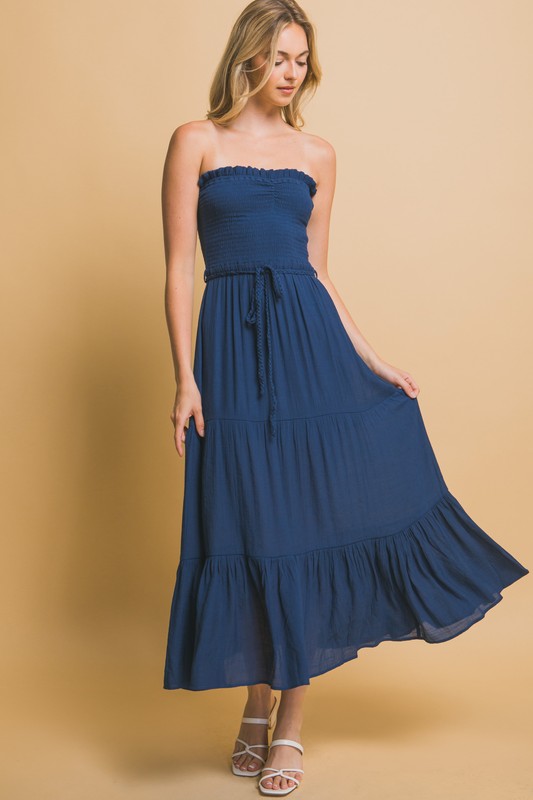 LD 619 - Smocked Strapless Maxi Dress