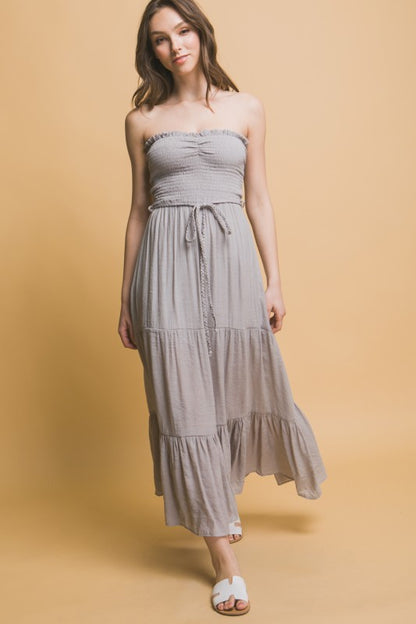 LD 619 - Smocked Strapless Maxi Dress