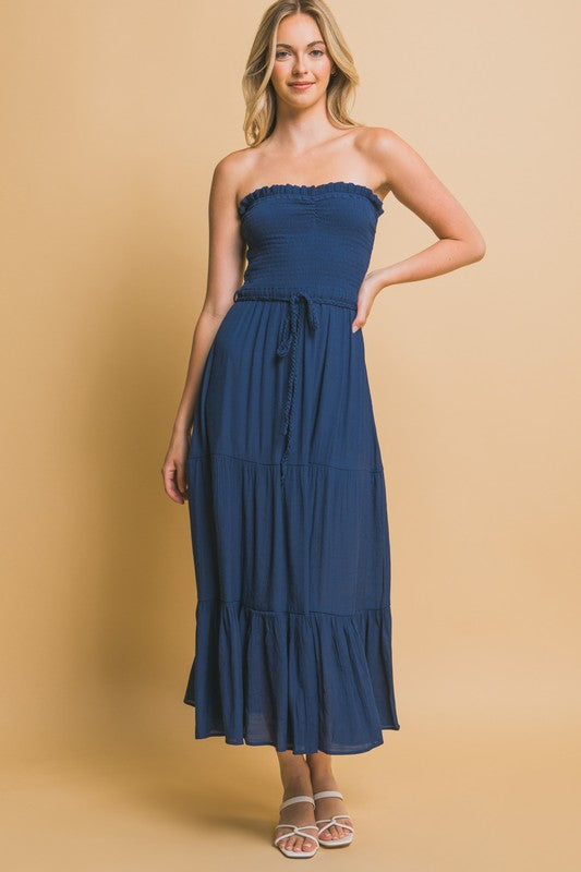 LD 619 - Smocked Strapless Maxi Dress