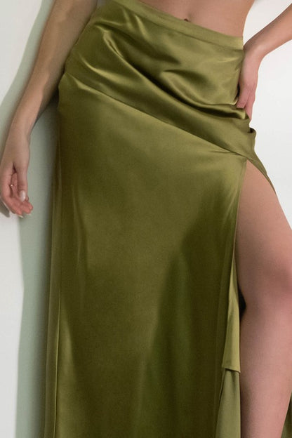 SKT 1032 - Asymmetrical Satin Skirt