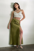 SKT 1032 - Asymmetrical Satin Skirt