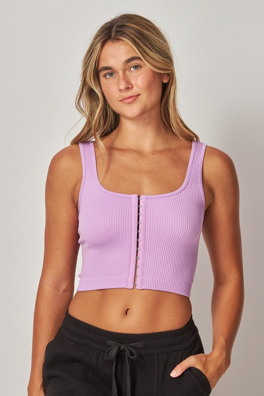 CT 2698 - Ribbed Hook-and-Eye Cropped Tank Top