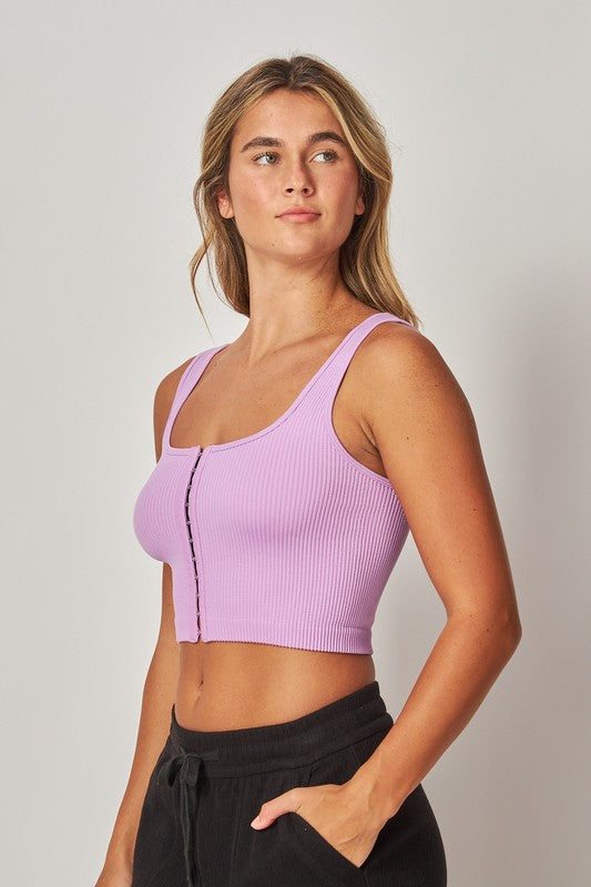 CT 2698 - Ribbed Hook-and-Eye Cropped Tank Top