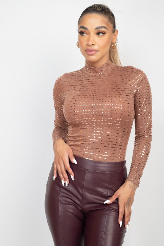 BS 010 - Sheer Sequin Mesh Bodysuit