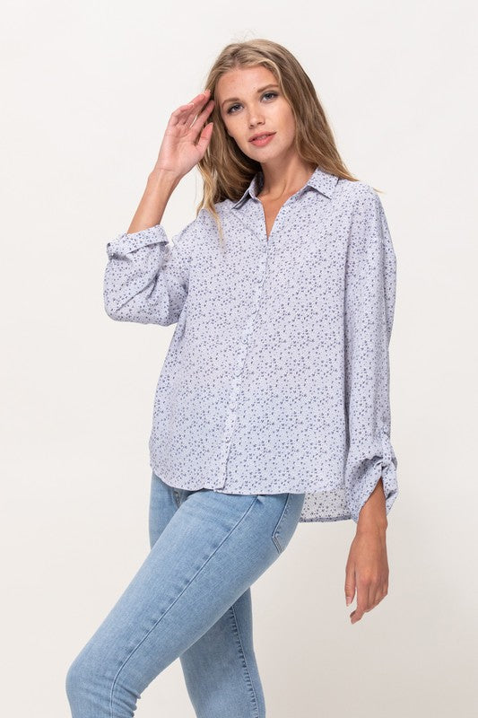 DT 1651 - Floral Print Button Up Shirt