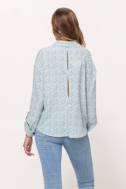 DT 1651 - Floral Print Button Up Shirt