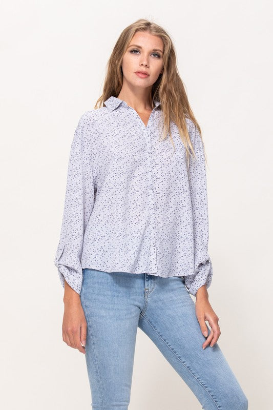 DT 1651 - Floral Print Button Up Shirt