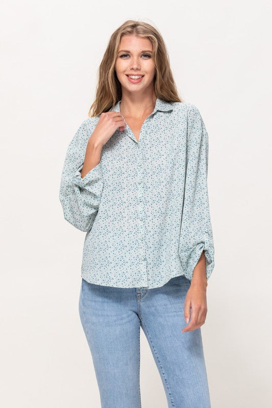 DT 1651 - Floral Print Button Up Shirt