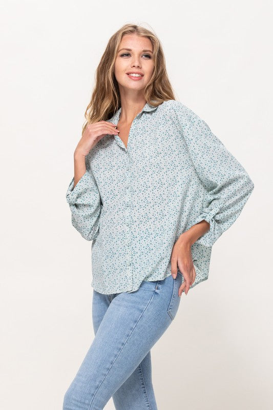 DT 1651 - Floral Print Button Up Shirt