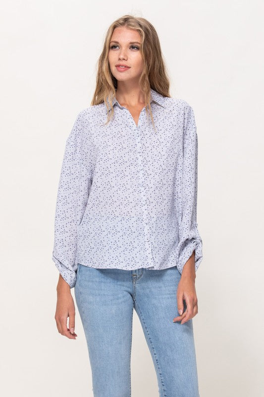 DT 1651 - Floral Print Button Up Shirt