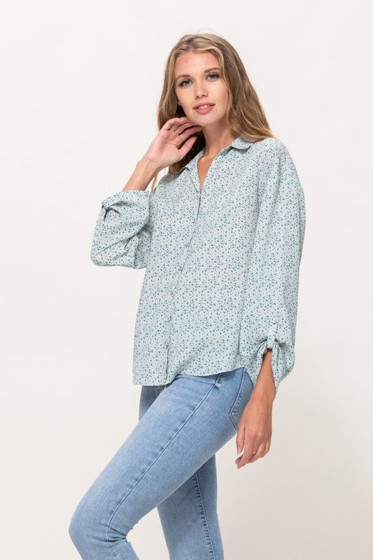DT 1651 - Floral Print Button Up Shirt