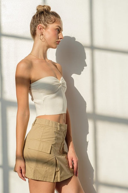 SKT 972 - Pleated Cargo Skirt