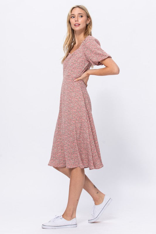 CD 3689 - Floral Print Midi Dress