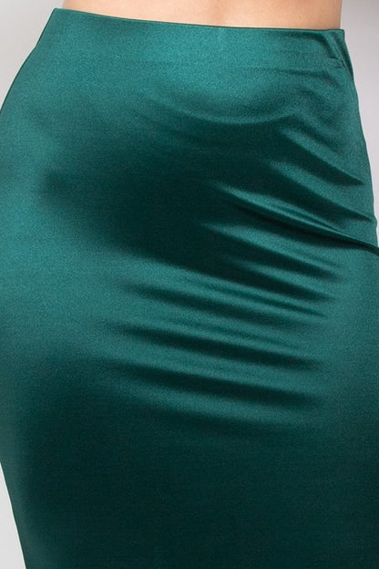 SKT 999 - Elastic Satin Midi Skirt