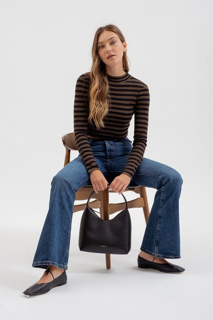 CT 2752 - Striped Long Sleeve Cropped Sweater