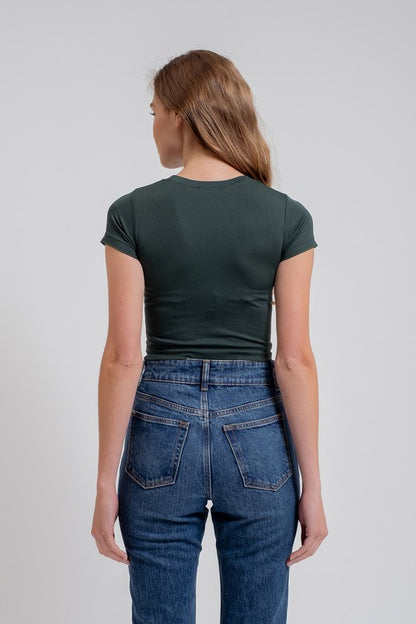 CT 2755 - Solid Reversible Short Sleeve Top