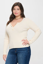 PS 023 - Long Sleeve Henley Knit Top