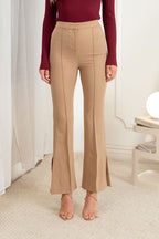 P 877 - High Waist Slit Hem Dress Pants