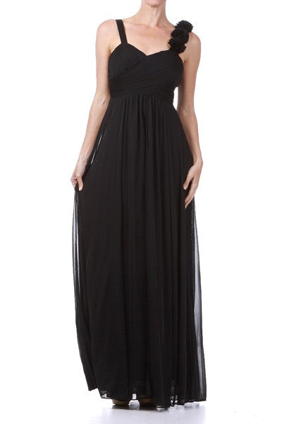 LD 565 - Single Shoulder Detail Layered Evening Dress