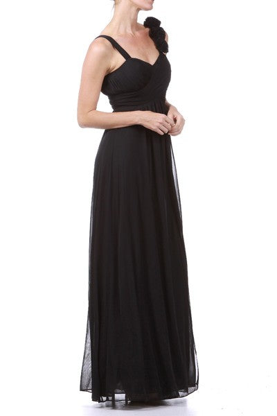 LD 565 - Single Shoulder Detail Layered Evening Dress