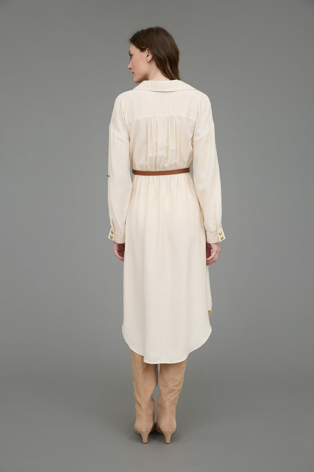 LD 632 - 3/4 Sleeve Belted Midi Dress