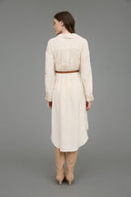LD 632 - 3/4 Sleeve Belted Midi Dress