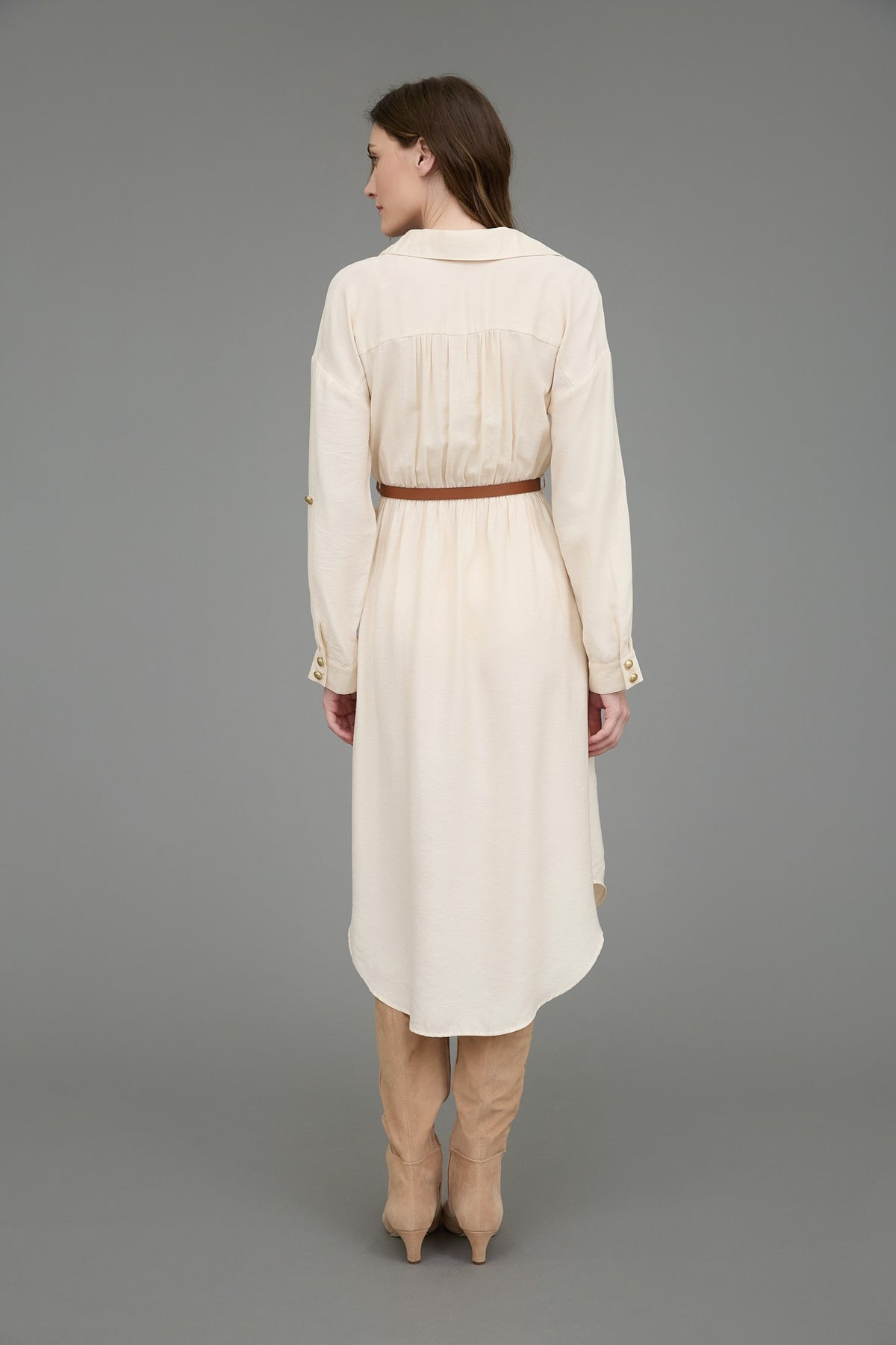 LD 632 - 3/4 Sleeve Belted Midi Dress